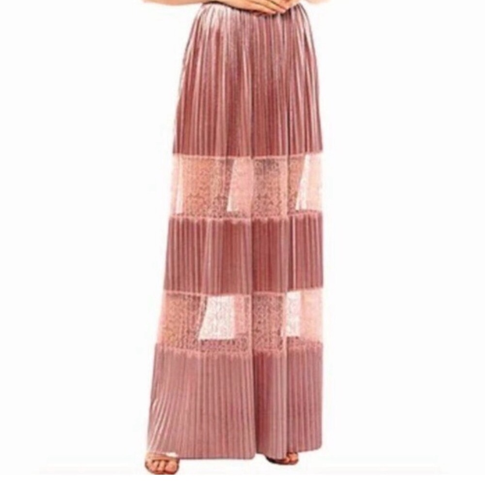 Blumarine Velvet and Lace blush pink maxi skirt size 6